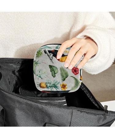 Women's Portable Period Kit - Bonds Storage Pockets Stylish Ara & Leaves Pattern | Feminine Product Bag for Girls - Buy Online on GoSupps.com