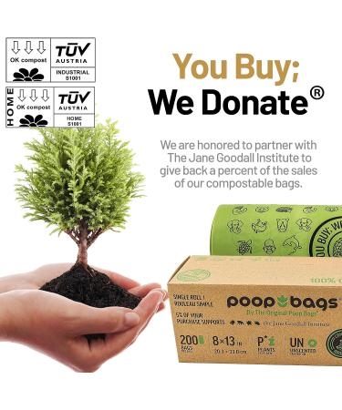 Jane Godall Institute Compostable Dog Poop Bags - Strong, Thick, Leak Proof | 200 Count - Buy Online on GoSupps.com