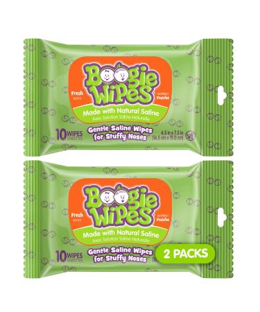 Boogie Wipes Gentle Saline Wipes for Stuffy Noses Fresh Scent 10 Wipes