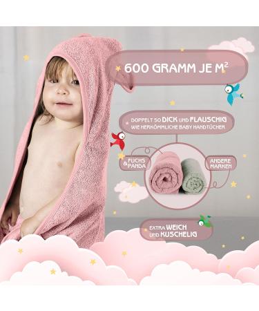 Fuchsundpanda Hooded Baby Towel - Extra Thick Warm & Soft 75x75cm | 100% Bamboo Hooded Towel with Gift Packaging (Peony) - Shop Now! - Buy Online on GoSupps.com