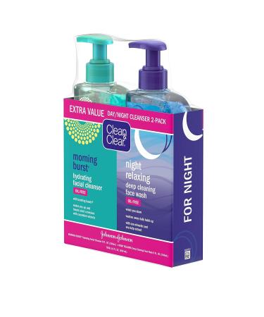 Clean & Clear Day & Night Face Cleanser Set - Morning Burst Hydrating & Night Relaxing Deep Cleansing - Oil-Free, Non-Comedogenic - 2 x 8 fl. oz - Buy Online on GoSupps.com