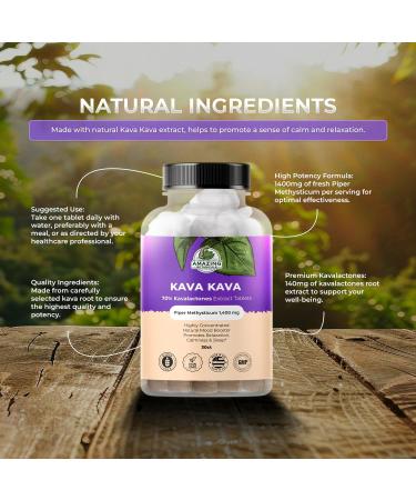 Kava Kava Extract Tablets High Potency 70% Kavalactones Extract, 140mg of Fresh Piper Methysticum per Serving, Kavalactones Root Extract Boosts Mood, Promotes Relaxation, Relieves Tension 30 Tablets - Buy Online on GoSupps.com