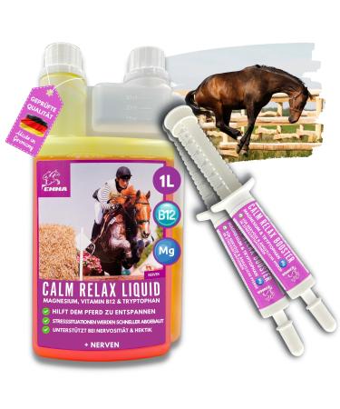 Emma magnesium horse 1l 2x30ml paste liquid for relaxation calming horse i calm relax horses nerve i anti-stress nerve strength l tryptophan in fear stress transport serenity nervous horses - Buy Online on GoSupps.com