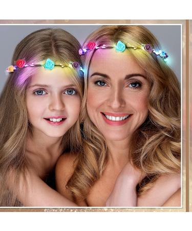 LED Flower Crown Headband - 30 Pcs Multicolor Lighted Hair Accessories for Women & Girls - Luminous Floral Headpiece for Wedding Party - Buy Online on GoSupps.com