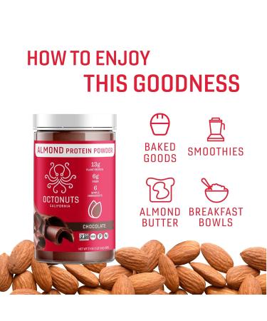 Chocolate Almond Protein Powder - 21 oz | 13g Plant-Based Protein | Vegan Keto Paleo Gluten-Free | Made with California Almonds - Buy Online on GoSupps.com