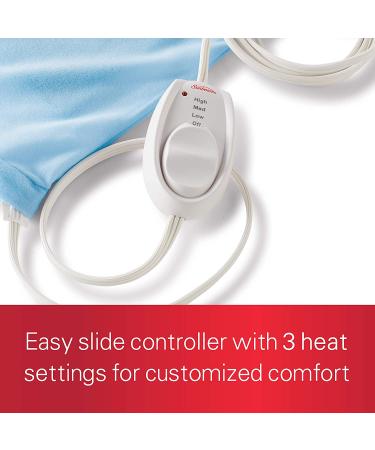 Sunbeam Extra Large Heating Pad for Back, Neck, and Shoulder Pain Relief - Moist Heat Option - 12x24, Blue - Buy Online on GoSupps.com