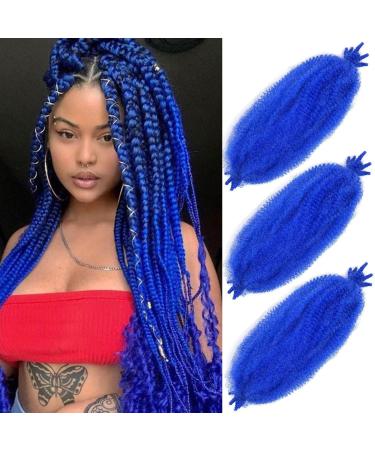 Springy Afro Twist Hair 28 Inch Cuban Twist Hair 3 Packs Marley Twist Braiding Hair Pre-separated Spring Twist Hair Wrapping Hair for Soft Locs Cuban Twist Crochet Hair for Women (28Inch-3Pcs-Blue)