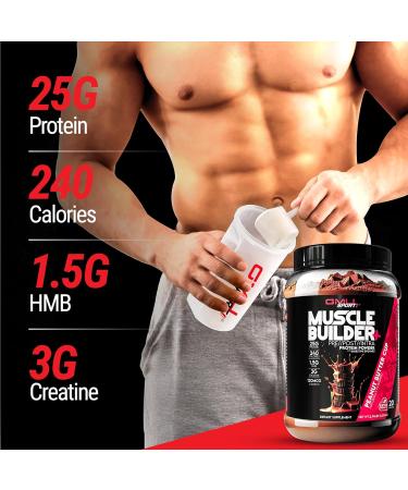 GMU SPORT Muscle Builder+ Protein with 3g Creatine 1.5g HMB Collagen & Enzymes | 25g Protein 28g Carbs 240 Calories | Low Sugar Whey Protein for Strength Recovery & Muscle Growth 20 Servings - Buy Online on GoSupps.com