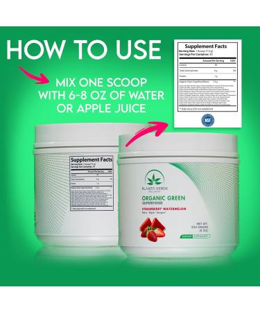 Organic Green Superfood Powder - Strawberry Watermelon Flavor for Detox & Energy Boost (30 Servings) - Buy Online on GoSupps.com