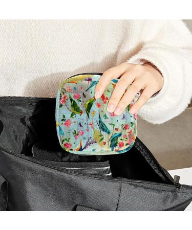 GIAPB Period Bag - Sanitary Napkin Storage and Travel Makeup Pouch - Bird Flower Butterfly Design - Color4337 - Buy Online on GoSupps.com