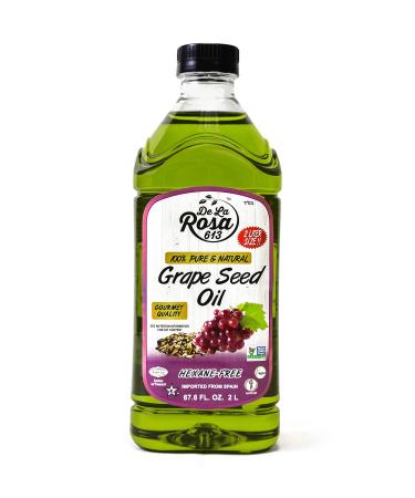 De La Rosa 100% Pure Grape Seed Oil, Expeller Pressed & Hexane Free, Kosher for Passover, Vegan, Non-GMO & Gluten Free, Great for High Smoke Point Cooking, Natural Grape Seed Cooking Oil | 67.6 Oz (Pack of 1) 67.6 Ounces