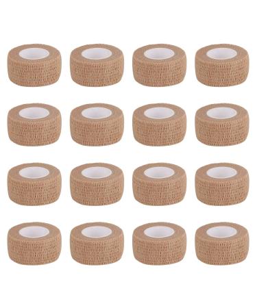 Bandage Wrap 16 Pack 1 x 5 Yards Self Adherent Wrap Breathable Self Adhesive Bandage Wrap Rolls Cohesive Bandage Athletic Elastic First Aid Tape for Stretch Athletic Ankle Sprains Swelling Sports Beige 1 Inch (Pack of 16)