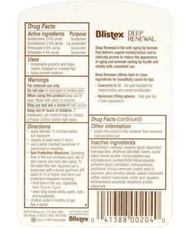 Blistex Lip Protectant Sunscreen Deep Renewal Anti-Aging Formula 0.13oz (3.69g) - Pack of 3 - Buy Online on GoSupps.com