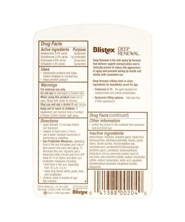 Blistex Deep Renewal Lip Protectant Sunscreen Anti-Aging Formula 0.13oz (3.69g) - Pack of 4 - Buy Online on GoSupps.com