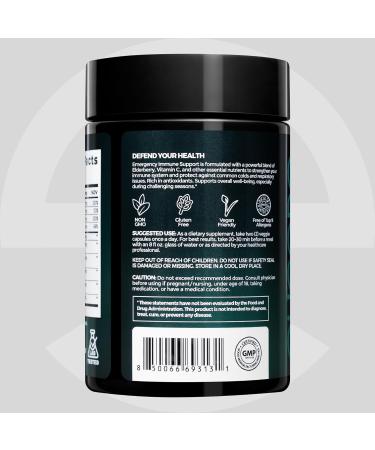 ELICORE Emergency Immune Support Supplement Vitamin C E B6 Zinc Elderberry Echinacea Garlic & Turmeric Immune Booster for Adults Gluten Free Sugar Free Vegan Friendly 60 Capsules - Buy Online on GoSupps.com