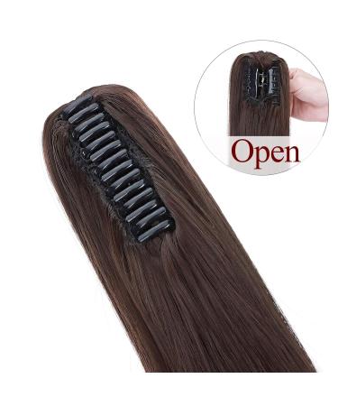 Medium Brown Ponytail Extension - 22 Micro-Wavy Clip-In Hair Braid Heat-Resistant Realistic Look - Buy Online on GoSupps.com