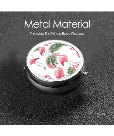 Flamingo Flowers Mini Round Pill Box - 3 Compartment Travel Pill Organizer | Portable Medicine Case for Pocket Home & Office - Buy Online on GoSupps.com