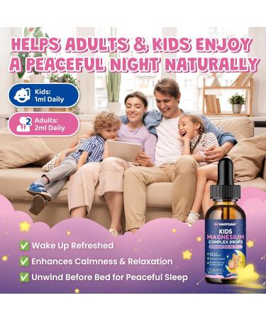Kids Magnesium Liquid Drops - Magnesium Glycinate Drops for Kids Citrate Liquid with Calcium Omega-3 L-theanine Zinc Vitamin B6 D3 C for Sleep Relaxation Calm & Focus Strawberry Flavor 2 Fl Oz Strawberry 2 Fl Oz (Pa  - Buy Online on GoSupps.com