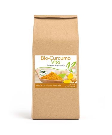 Cellavita Bio Curcuma Vita 4-month supply 500g organic curcuma powder & black pepper turmeric yellow ginger and saffron room (organic quality) 500 g (1 Pack)