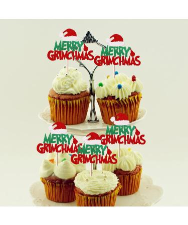 Rsstarxi 24 Pack Merry Grinchmas Cupcake Toppers Red Green Glitter Santa Hat Merry Christmas Cupcake Picks for Grinch Christmas Theme Xmas Holiday Kids Birthday Party Cake Decorations Supplies - Buy Online on GoSupps.com
