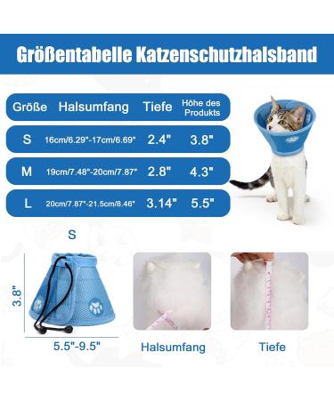 Lollanda Adjustable Cat Collar | Soft Protective Elizabethan Recovery Collar for Cats | Post-Surgery & Injury Relief (S) - Blue - Buy Online on GoSupps.com