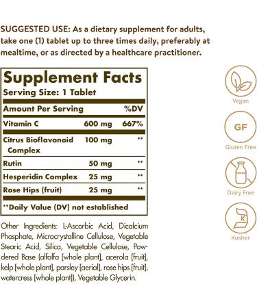 Solgar HY-C Vitamin C 250 Tablets - Immune Support & Antioxidant Formula - Buy Online on GoSupps.com