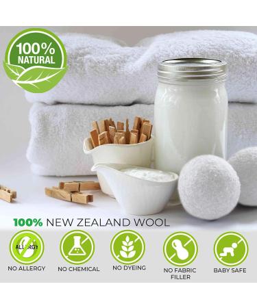 6 XL Organic Tumble Dryer Balls - 100% New Zealand Wool | Eco-Friendly Fabric Softener - Buy Online on GoSupps.com