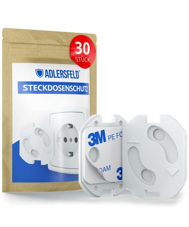 Adlersfeld 16111 sockets child locking with rotating mechanism / 30 pieces white 3m adhesive film (socket protection socket fuse baby socket protection socket sticking child protection backing)