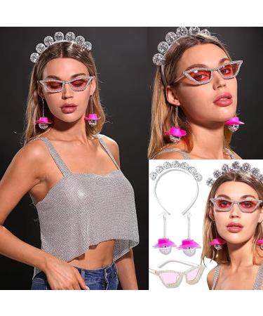 amangul Vintage Inspired 70s Disco Headband Sunglass Earrings Set Perfect for Parties and Dance Clubs - Buy Online on GoSupps.com