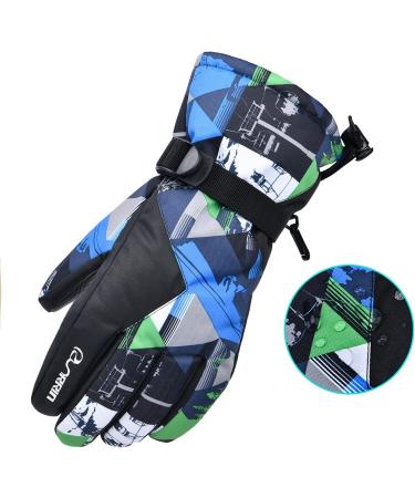 Winter Ski Gloves RunRRIn | Waterproof & Breathable Snow Gloves for Men, Women, and Kids | Black-Blue | Size L (Fits Boys 11-15 years old) - Buy Online on GoSupps.com