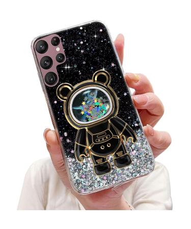 Tivenfezk Nadoli for Samsung Galaxy S23 Ultra Treisand B r Astronaut Hidden Stand Shell cartoon glitter astronaut stand soft silicone bling cell phone case transparent protective cover samsung galaxy s23 ultra black