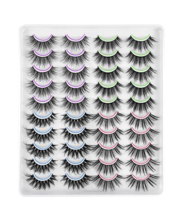 Dysilk 20 pair 4 species eyelashes 6d eyelashes faux fluffy slim false eyelashes natural fake eyelashes long thick dramatic eyelashes handmade reusable (no glue) 2045