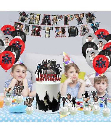 32pcs Skibidi Toilet Birthday Party Decorations Supplies wopin-Skibidi Toilet Theme Party Accessories Include Skibidi Toilet Cake Topper Cupcake Toppers Banner Balloons - Buy Online on GoSupps.com