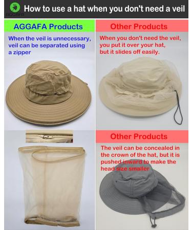 AGGAFA Mosquito Head net hat UPF 50+ Mosquito hat Best Solution to Keep The Mosquitoes and Bugs Off When Gardening Fishing Camping (Beige Hat) - Buy Online on GoSupps.com