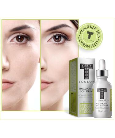 Organic Hyaluronic Acid Serum for Face with Natural Peptides Pure Jojoba Oil Vitamin E & Witch Hazel Best to Build Collagen & Reduce Wrinkles - Buy Online on GoSupps.com