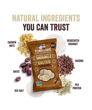 Tom & Luke Salted Caramel Snackaballs | Vegan Healthy Snack Alternative | Gluten Free | Dairy Free | No Added Sugar | Non-GMO | 1.9 oz (Pack of 8) - Buy Online on GoSupps.com