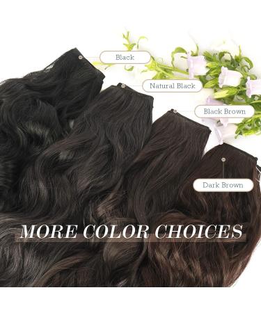 FESHFEN Invisible Wire Hair Extensions | Adjustable Size with 2 Secure Clips | Long Wavy Synthetic Hairpiece 20 Inch | Black Brown - Buy Online on GoSupps.com