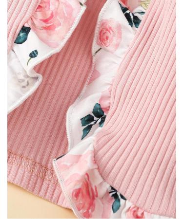 Puseky Toddler Baby Girls Floral Print Dress & Cardigan Set 12-18 Months - Pink - Buy Online on GoSupps.com