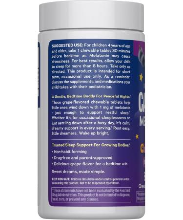 Natural Vitality Kids Calm Sleep Melatonin | 1mg Chewable Tablets | 100% Drug Free | Nighttime Grape Flavored Supplement | 60 Count - Buy Online on GoSupps.com