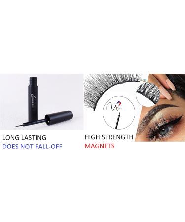 KAYLINE SHOP Magnetic Eyelash Kit with Eyeliner and Tweezer | 3 Pairs Natural Looking Reusable Eyelashes False Eyelashes Easy to Use No Glue Needed Quick Dry Waterproof Long lasting magnetic eyelashes 3D natural kit - Buy Online on GoSupps.com