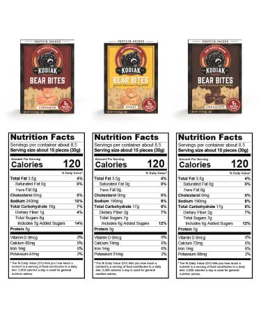 Kodiak Cakes Bear Bites Variety Pack - Protein Packed Graham Crackers - 100% Whole Grains - Honey, Chocolate, and Cinnamon Cookies Snacks - 9 oz (Pack of 3) - Buy Online on GoSupps.com