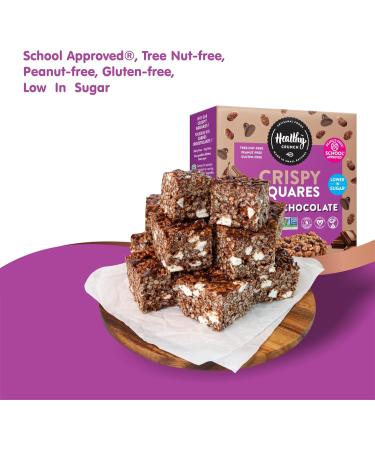 Healthy Crunch Rice Crispy Squares - Double Chocolate Flavor 6 Units x 132g Nut-Free Snacks for Adults and Kids - Perfect Rice Krispies Squares Snack Food - Ideal for Lunchboxes and On-the-Go Treats - Buy Online on GoSupps.com