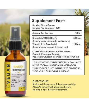 Raw Bromelain Mist-Liquid Pineapple Extract - Enhanced Potency 500mg and Vitamin C Extra Strength Spray Mist: Daily Absorption Liquid Essential Protein Support Optimizes Wellness Benefits - Buy Online on GoSupps.com
