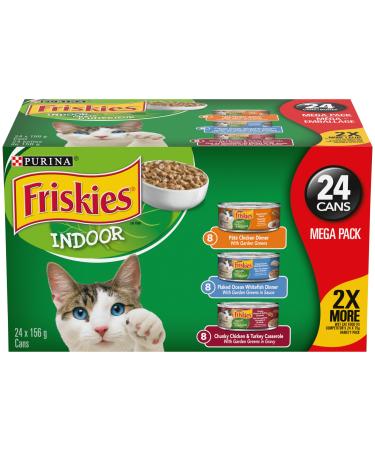 Friskies Indoor Wet Cat Food Variety Pack 3 Flavours - 156 g Can (24 Pack)
