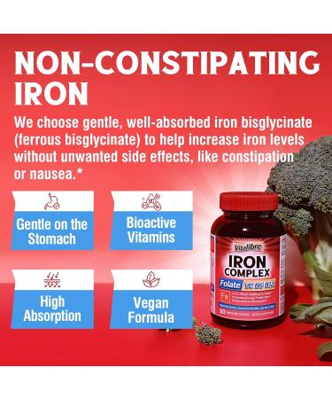 Iron Supplement for Women & Men 60 Vegan Caps & Vitamin B12 Sublingual 5000 mcg 90 Fast Dissolve Mini Tablets - Buy Online on GoSupps.com