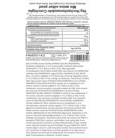 Buy 1kg Wedding Almond Conchiglia Mix - White-Silver Metallic Matt Sugar Almonds for Baptism & Guest Gifts | Perfect Candy Bar Sweets - Buy Online on GoSupps.com