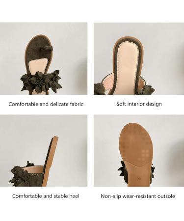 Buy Women's Floral Toe Loop Sandals - Dark Green & Gray Casual Beach Flip Flops | Summer Travel Slippers - Buy Online on GoSupps.com
