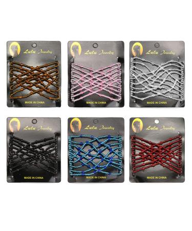 CCbeauty Magic Hair Comb Set - 6pcs Double Slide Stretching Hairpins for Women | Decorative Elastic Beaded Clips for Popular Hairstyles - Buy Online on GoSupps.com