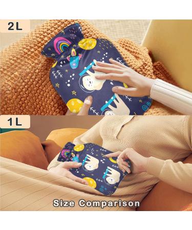 Naanle Galaxy Sloth Hot Water Bottle - 2L Large Transparent with Cover for Warm & Cold Therapy - Ideal for Bed Hands & Feet Pain Relief - Buy Online on GoSupps.com