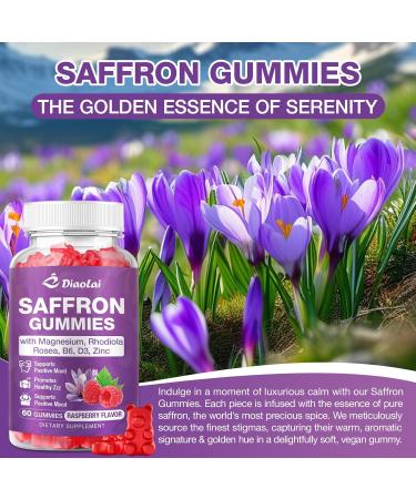 DIAOLAI Max Strength Saffron Gummies 88.5mg with Magnesium St. John's Wort & Rhodiola for Mood Support Focus - Sugar-Free 60 Count - Buy Online on GoSupps.com